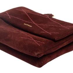 Pre Owned Lanvin Burgundy Suede Mini Sugar Shoulder Bag
