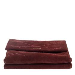 Pre Owned Lanvin Burgundy Suede Mini Sugar Shoulder Bag