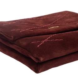 Pre Owned Lanvin Burgundy Suede Mini Sugar Shoulder Bag