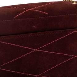 Pre Owned Lanvin Burgundy Suede Mini Sugar Shoulder Bag