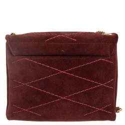 Pre Owned Lanvin Burgundy Suede Mini Sugar Shoulder Bag