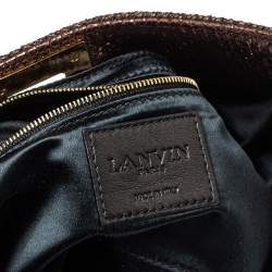Lanvin Metallic Brown Lamé Fabric Turnlock Fold Over Clutch