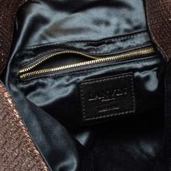 Lanvin Metallic Brown Lamé Fabric Turnlock Fold Over Clutch