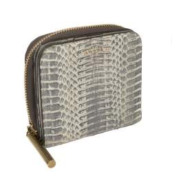 Lanvin Grey/White Python Zip Around Compact Wallet