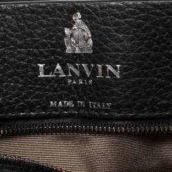 Pre Owned Lanvin Black/Brown Leopard Print Pony Hair and Leather Happy Shoulder Bag