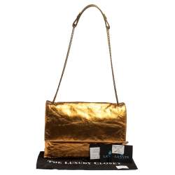 Pre Owned Lanvin Gold Leather Flap Shoulder Bag