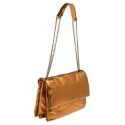 Pre Owned Lanvin Gold Leather Flap Shoulder Bag