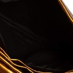 Pre Owned Lanvin Gold Leather Flap Shoulder Bag