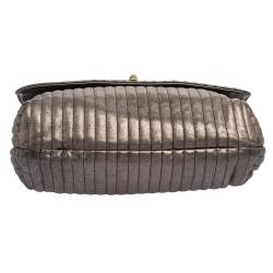 Pre Owned Lanvin Metallic Grey Quilted Leather Happy Shoulder Bag