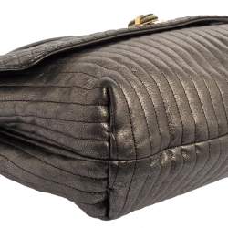 Pre Owned Lanvin Metallic Grey Quilted Leather Happy Shoulder Bag