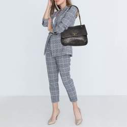 Pre Owned Lanvin Metallic Grey Quilted Leather Happy Shoulder Bag