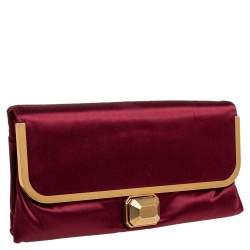 Pre Owned Lanvin Burgundy Satin Clutch