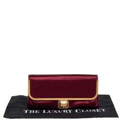 Pre Owned Lanvin Burgundy Satin Clutch