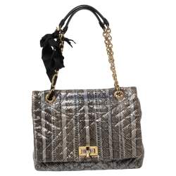 Lanvin Blue Python Happy Shoulder Bag