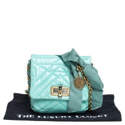Pre Owned Lanvin Mint Green Quilted Leather Mini Happy Pop Crossbody Bag