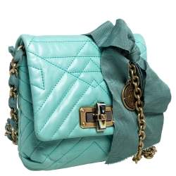 Pre Owned Lanvin Mint Green Quilted Leather Mini Happy Pop Crossbody Bag