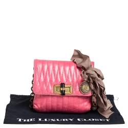 Pre Owned Lanvin Pink Quilted Leather Mini Happy Pop Crossbody Bag