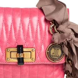 Pre Owned Lanvin Pink Quilted Leather Mini Happy Pop Crossbody Bag