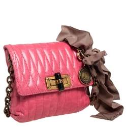 Pre Owned Lanvin Pink Quilted Leather Mini Happy Pop Crossbody Bag