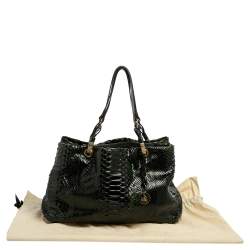 Pre Owned Lanvin Black/Green Python Shoulder Bag