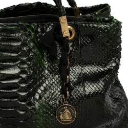 Pre Owned Lanvin Black/Green Python Shoulder Bag