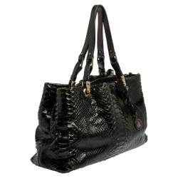 Pre Owned Lanvin Black/Green Python Shoulder Bag