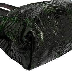 Pre Owned Lanvin Black/Green Python Shoulder Bag