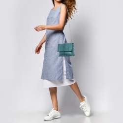 Pre Owned Lanvin Blue Snakeskin Sugar Chain Shoulder Bag