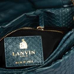 Pre Owned Lanvin Blue Snakeskin Sugar Chain Shoulder Bag