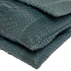 Pre Owned Lanvin Blue Snakeskin Sugar Chain Shoulder Bag