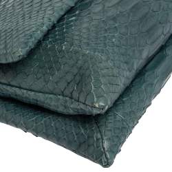 Pre Owned Lanvin Blue Snakeskin Sugar Chain Shoulder Bag