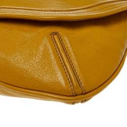 Pre Owned Lanvin Yellow Crinkled Leather Happy Flap Shoulder Bag