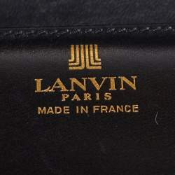 Pre Owned Lanvin Black Croc Embossed Leather Chain Clutch