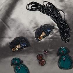 Pre Owned Lanvin Grey/Black Satin and Leather Shopper Tote