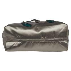 Pre Owned Lanvin Grey/Black Satin and Leather Shopper Tote