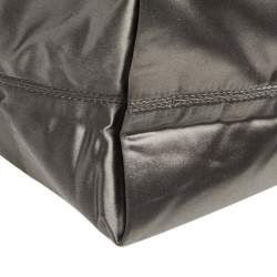 Pre Owned Lanvin Grey/Black Satin and Leather Shopper Tote