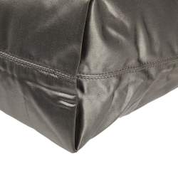 Pre Owned Lanvin Grey/Black Satin and Leather Shopper Tote