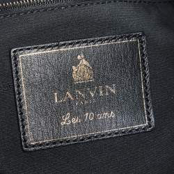 Pre Owned Lanvin Grey/Black Satin and Leather Shopper Tote