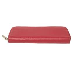 Pre Owned Lanvin Red Leather Zip Around Wallet