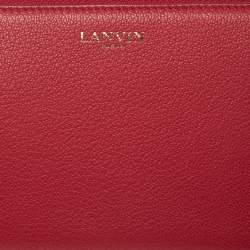 Pre Owned Lanvin Red Leather Zip Around Wallet