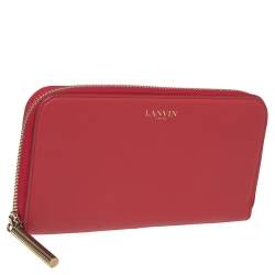 Pre Owned Lanvin Red Leather Zip Around Wallet