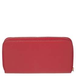 Pre Owned Lanvin Red Leather Zip Around Wallet