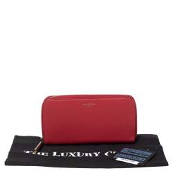 Pre Owned Lanvin Red Leather Zip Around Wallet