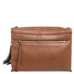 Pre Owned Lanvin Brown Leather Sugar Tassel Flap Shoulder Bag