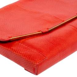Pre Owned Lanvin Red Lizard Leather Miss Sartorial Wristlet Clutch