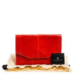 Pre Owned Lanvin Red Lizard Leather Miss Sartorial Wristlet Clutch