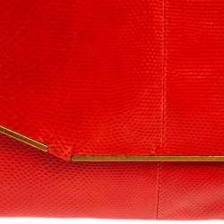 Pre Owned Lanvin Red Lizard Leather Miss Sartorial Wristlet Clutch