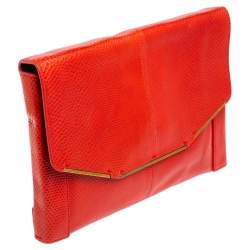 Pre Owned Lanvin Red Lizard Leather Miss Sartorial Wristlet Clutch