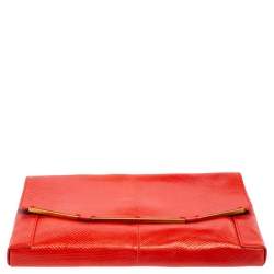 Pre Owned Lanvin Red Lizard Leather Miss Sartorial Wristlet Clutch