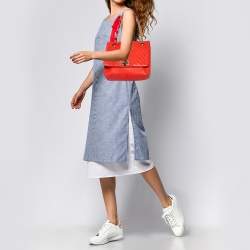 Pre Owned Lanvin Orange Quilted Leather Medium Happy Shoulder Bag